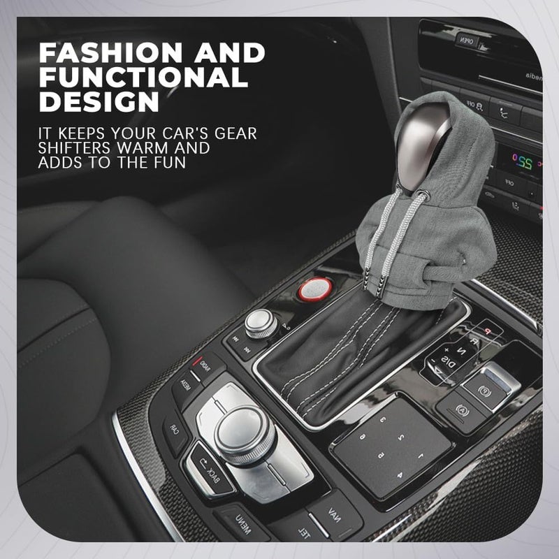 RGOAANC Gear Shift Hoodie, Gear Shift Cover, Fashionable Hoodie Automotive Gear Shift Knob Protector, Car Accessories Mini Sweater Gear Shift Knob Cover for Car Gear Shift Levers (Gray-2PCS) - Image 3